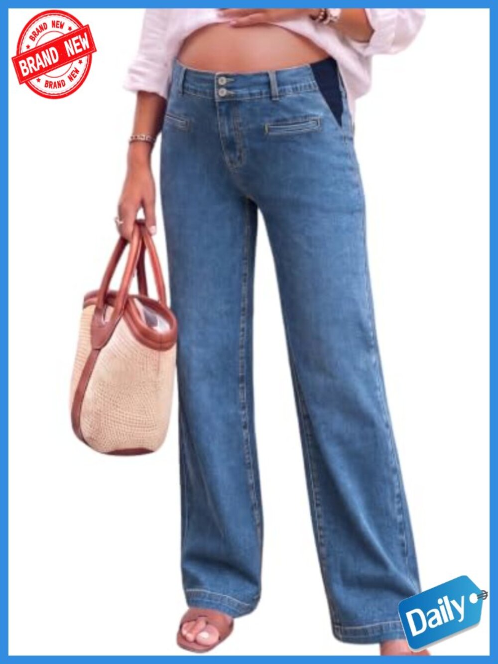 High Waist Stretchy Maternity Jeans with Adjustable Waistband | Bump-Friendly